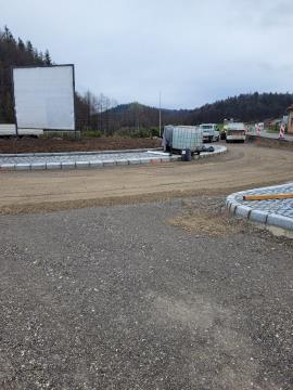 Gradbena dela na krožišču, tik pred asfaltiranjem marca 2023, foto D. Skerbiš